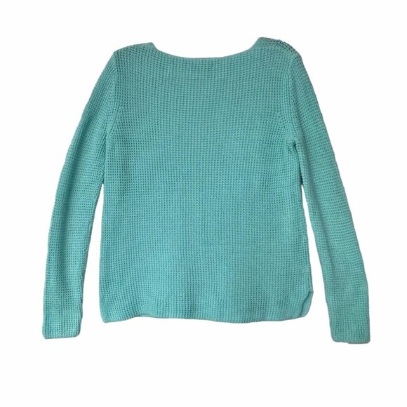 ⭐Sz XS Women Sweater knit Aqua Green Tommy Bahama 100% Cotton V-neck Long Sleeve - Picture 2 of 6
